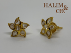 Antique Peranakan Earrings With Natural Rose Cut Diamond And 18k Gold. Kebaya Nyonya Jewelry
