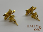 Antique Peranakan Earrings With Natural Rose Cut Diamond And 18k Gold. Kebaya Nyonya Jewelry