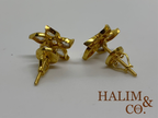 Antique Peranakan Earrings With Natural Rose Cut Diamond And 18k Gold. Kebaya Nyonya Jewelry