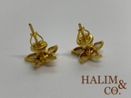 Antique Peranakan Earrings With Natural Rose Cut Diamond And 18k Gold. Kebaya Nyonya Jewelry