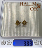 Antique Peranakan Earrings With Natural Rose Cut Diamond And 18k Gold. Kebaya Nyonya Jewelry