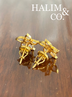 Antique Peranakan Earrings With Natural Rose Cut Diamond And 18k Gold. Kebaya Nyonya Jewelry