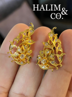 Antique Phoenix Tail Earrings With Natural Polki Diamond. Kebaya Jewelry / Peranakan Nyonya Jewelry