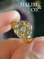 Antique Cluster Ring With Natural Polki Diamond. Kebaya Jewelry / Peranakan Nyonya Jewelry