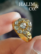 Antique Cluster Ring With Natural Polki Diamond. Kebaya Jewelry / Peranakan Nyonya Jewelry