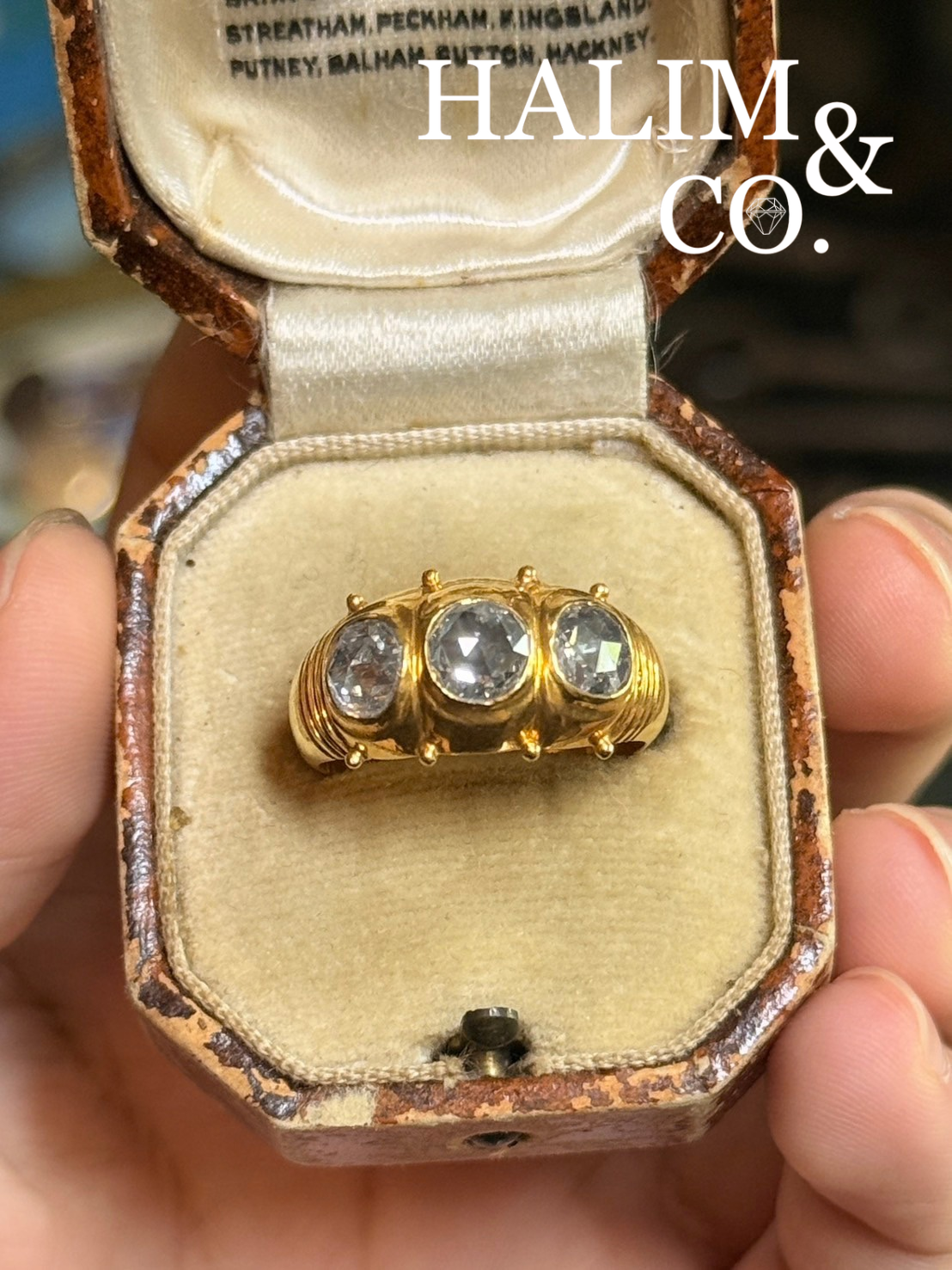 Vintage Natural Rose Cut Diamond Ring With 18k Gold. Kebaya Jewelry / Peranakan Nyonya Jewelry