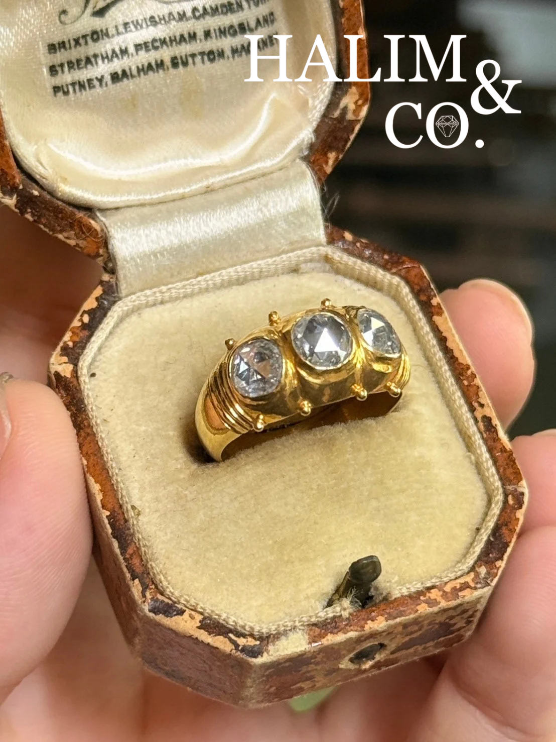 Vintage Natural Rose Cut Diamond Ring With 18k Gold. Kebaya Jewelry / Peranakan Nyonya Jewelry
