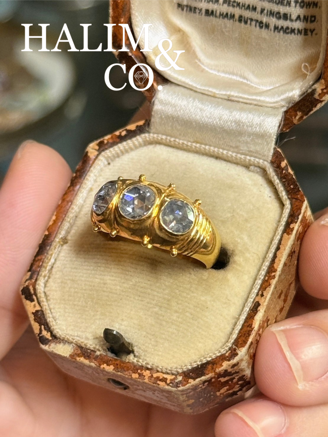 Vintage Natural Rose Cut Diamond Ring With 18k Gold. Kebaya Jewelry / Peranakan Nyonya Jewelry