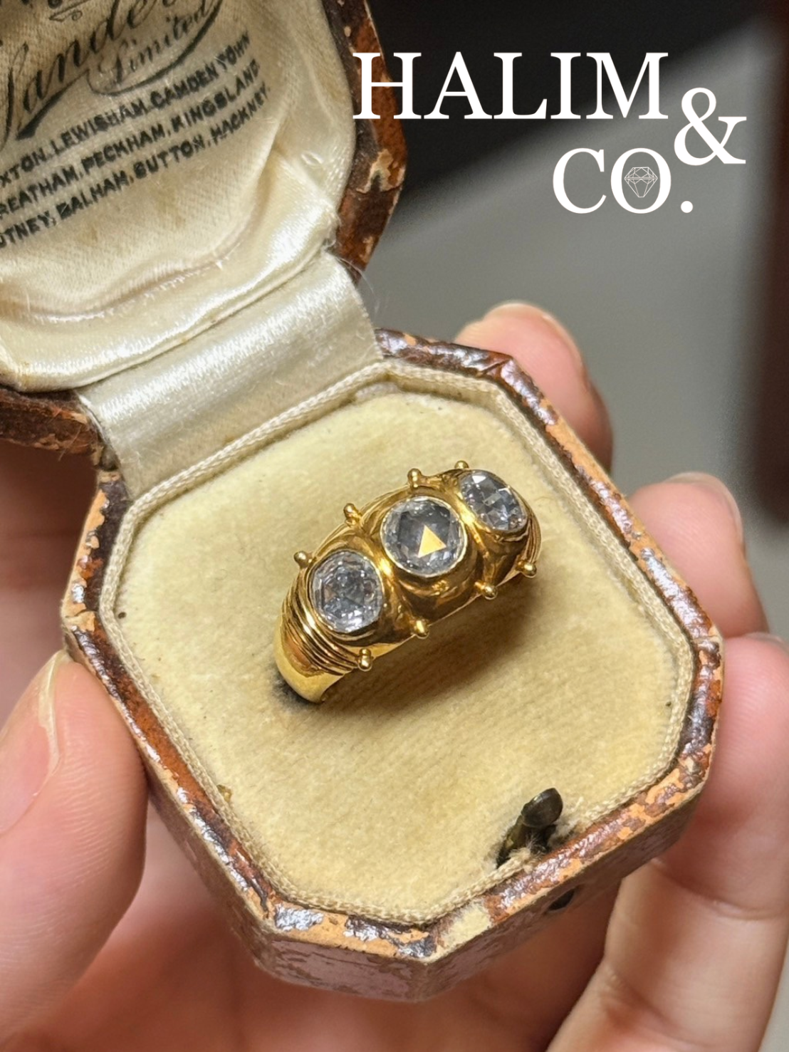 Vintage Natural Rose Cut Diamond Ring With 18k Gold. Kebaya Jewelry / Peranakan Nyonya Jewelry