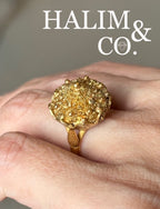 Antique Sattabongkot Lotus Ring With 22k Gold. Thai Traditional Jewelry Style