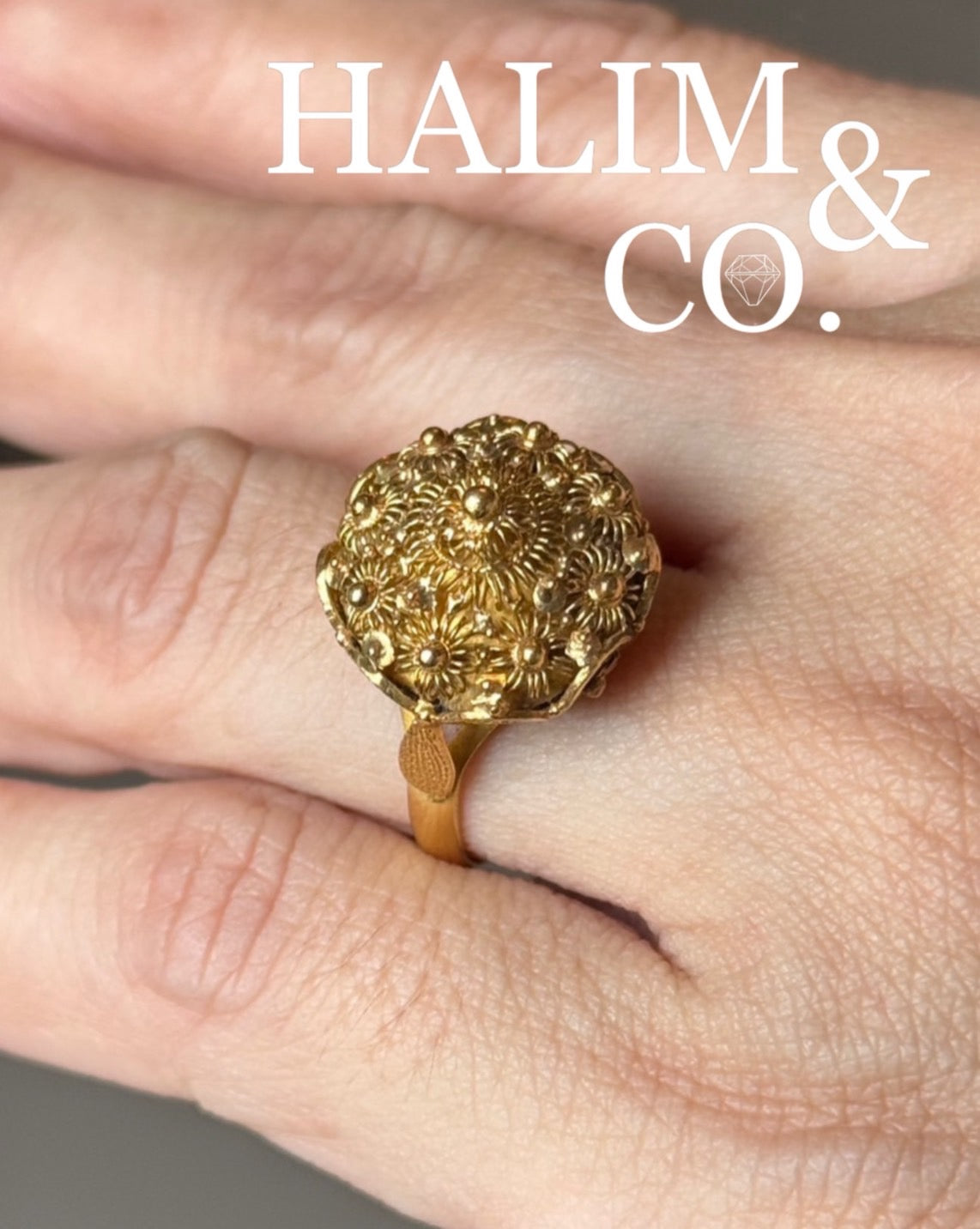 Antique Sattabongkot Lotus Ring With 22k Gold. Thai Traditional Jewelry Style