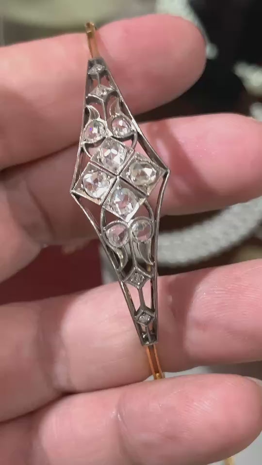 Antique Rose Cut Diamond Bracelet With 18k Gold. Kebaya Jewelry / Peranakan Nyonya Jewelry